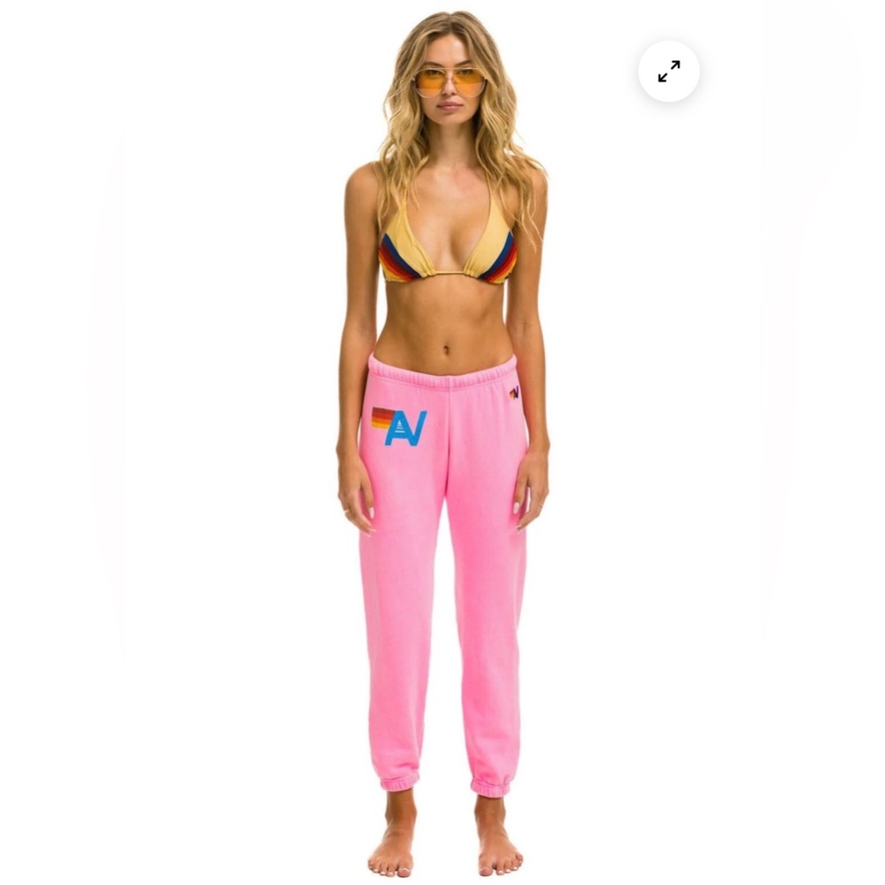 Aviator Nation LOGO SWEATPANTS - NEON PINK Size Small